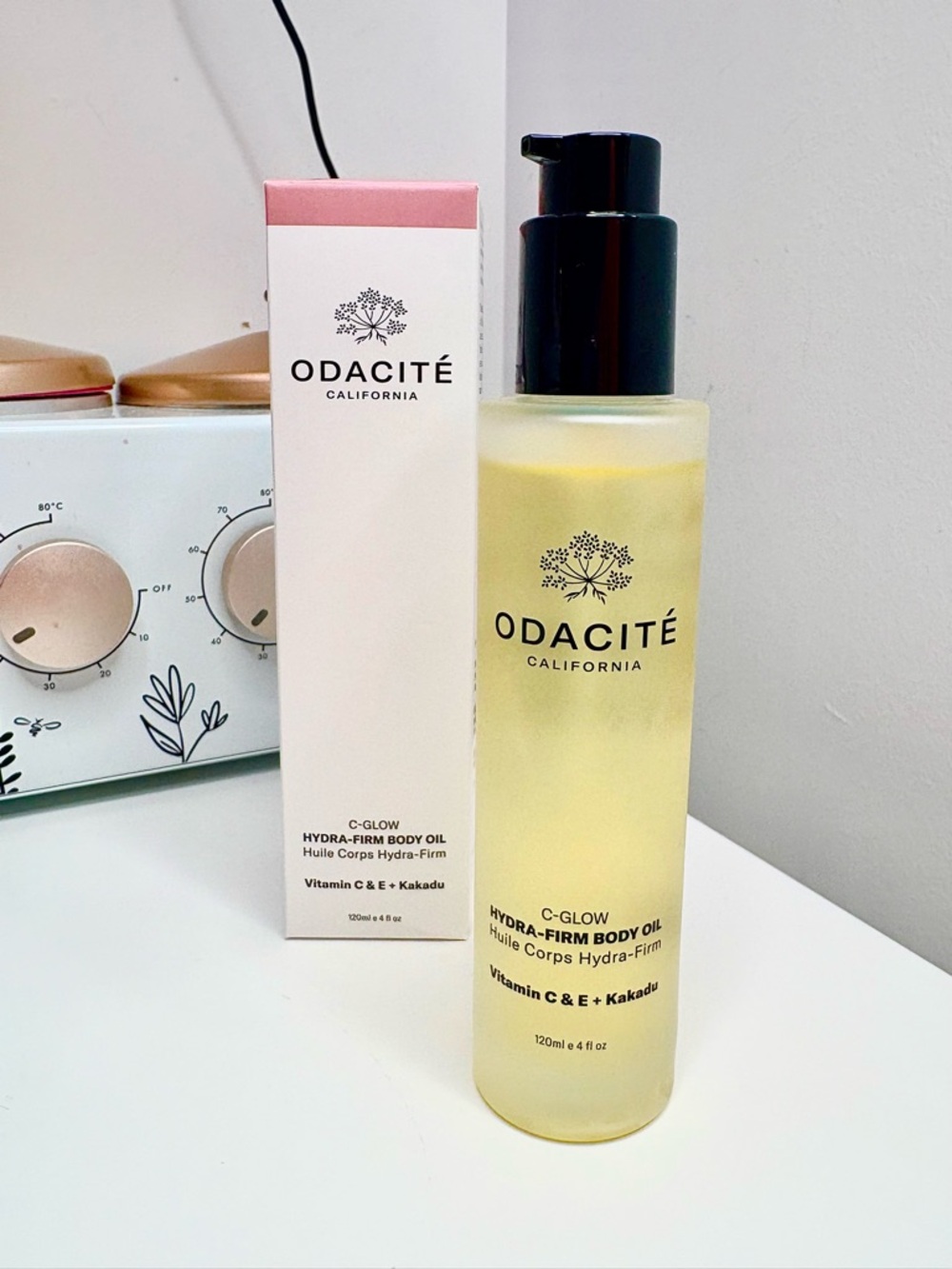 Odacite Hydra-Firm Body Oil C-Glow Vitamin C & E + Kakadu Vegan 120ml 4 oz